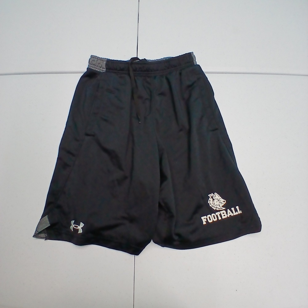 Under Armour Football Shorts Small Black Athletic Sporty Mascot Z980